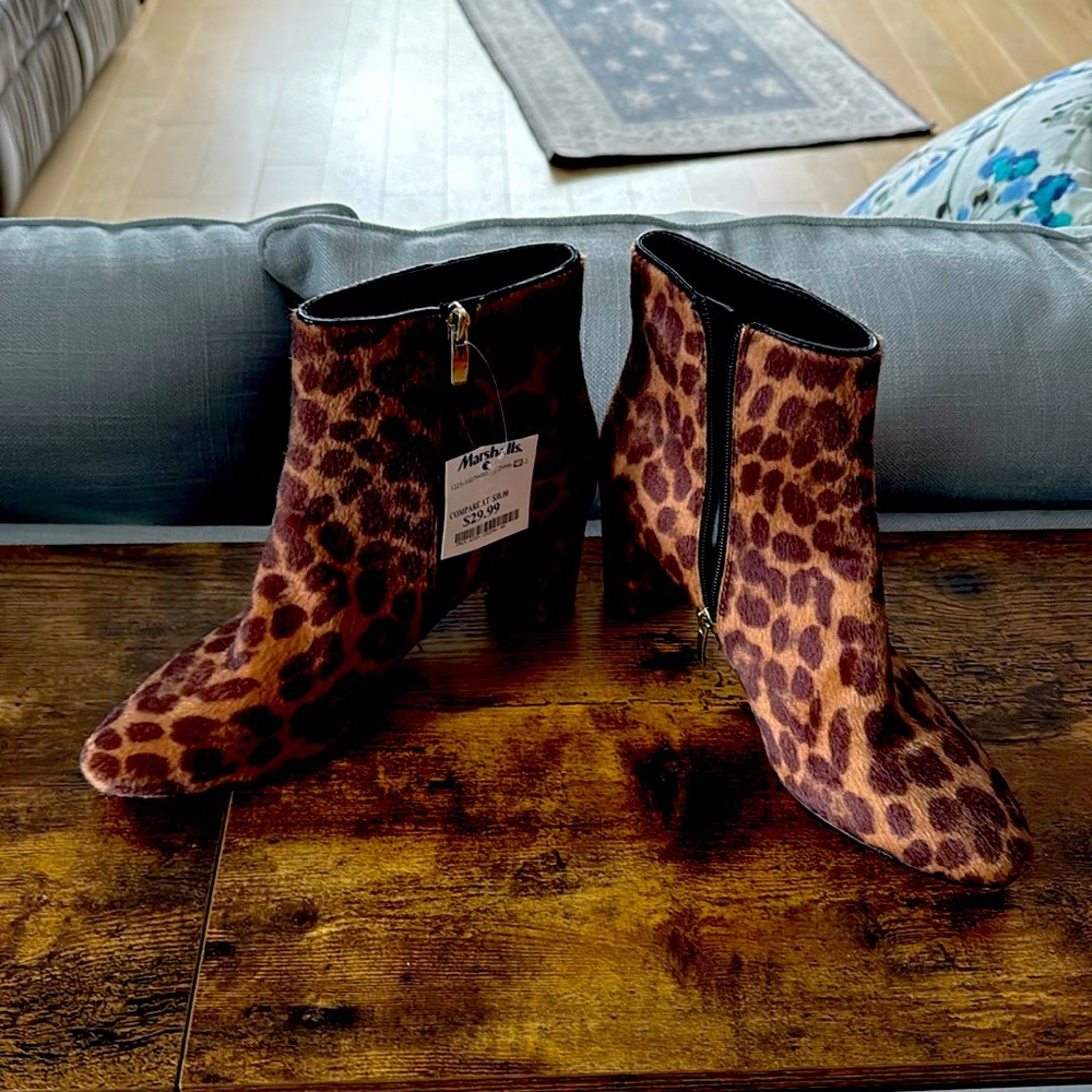 NWT Nine West leopard boots Sz 7